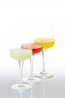 Three glasses with beverages