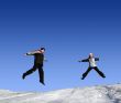Jumping girls in winter