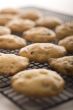 Fresh home made cookies on a cooling rack