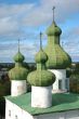 View of ancient cathedral`s cupola from bell tower