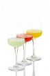 Three glasses with beverages