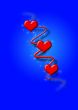 Red Hearts on Blue Background