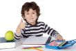 adorable boy studying