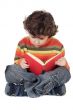 Adorable boy studying