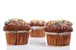 Three muffins with chocolate