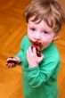 The boy eats a zephyr