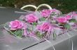 Wedding flowers on a car hood