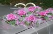 Wedding flowers on a car hood