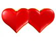 Two Red hearts with gold edging