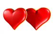 Two Red hearts with gold edging