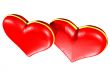 Two Red hearts with gold edging