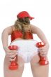 beautiful girl with dumbbells