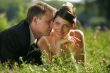 Bride and Groom being romantic