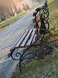 Lonely bench in the autumn park