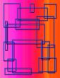 Blue Neon Rectangles on Pink and Orange