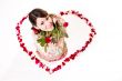 happy valentine girl with roses