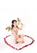 happy valentine girl with roses