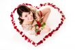 happy valentine girl with roses