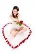 happy valentine girl with roses