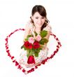 happy valentine girl with roses