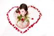 happy valentine girl with roses