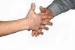 Two man`s hands.