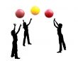 Volleyball three together.