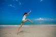 happy jump at the beach