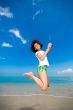 happy jump at the beach