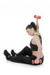 beautiful girl with dumbbells