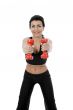 beautiful girl with dumbbells