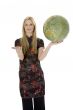 Young woman with  globe