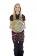 Young woman with  globe