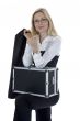 beauty blonde with valise