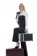 beauty blonde with valise