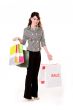 young woman full of shopping bags