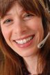Cute telephonist smiling