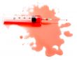 Syringe in a pool of blood