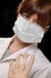 masked with latex gloves