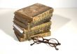 antique books and glasses