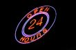 neon `Open 24 hours` sign