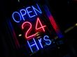 neon `Open 24 hours` sign