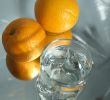Glass of water and fruits