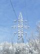 Snow-covered electric power lines