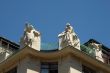 Prague rooftop statues on historic building