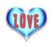 Blue Heart with the word `Love`