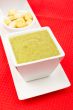 Spinach puree and bread croutons