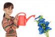 Girl watering flowers