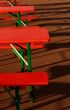 red summer party tables