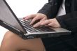 The woman used notebook